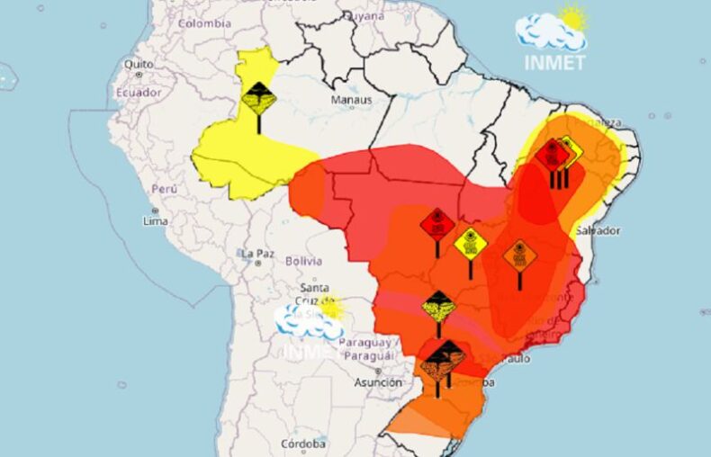 Onda de calor: Inmet amplia alerta vermelho de grande perigo para 16 Estados, incluindo AM, até sexta (17)