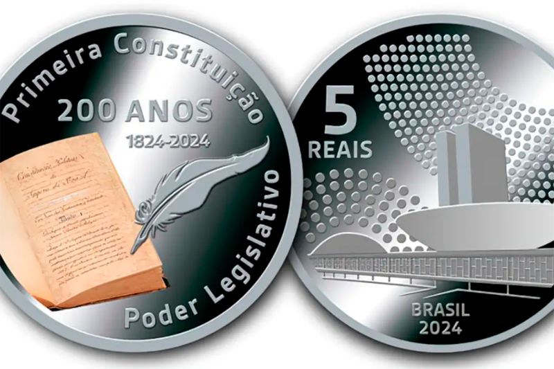 Moeda comemorativa dos 200 anos da Constituição de 1824 é lançada pelo Banco Central