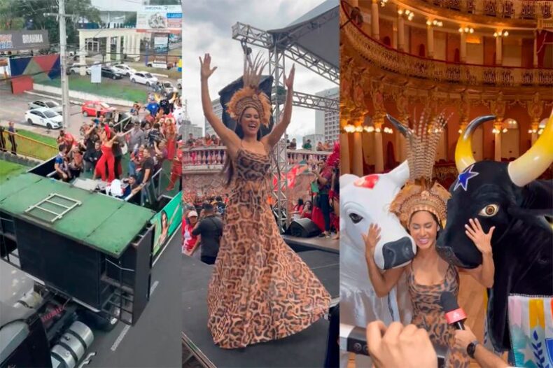 De volta a Manaus, Isabelle Nogueira é levada em trio elétrico ao Teatro Amazonas