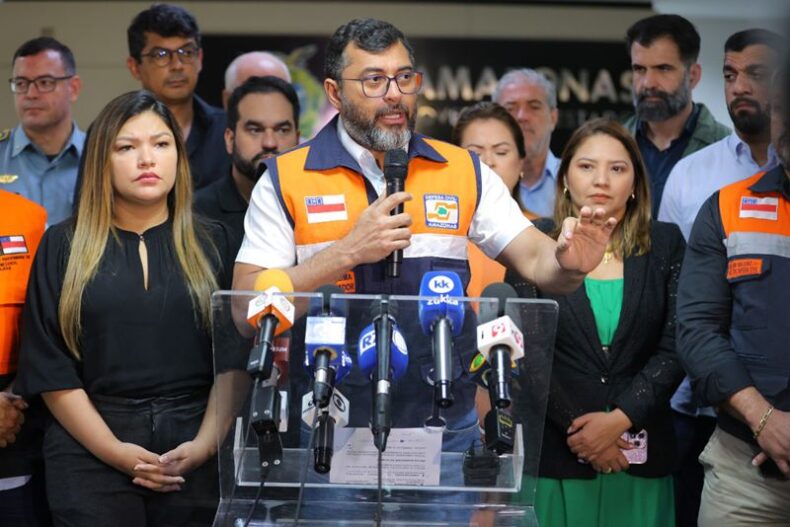 No Amazonas, governador do Estado lança campanha para arrecadar alimentos e água para vítimas das enchentes no RS