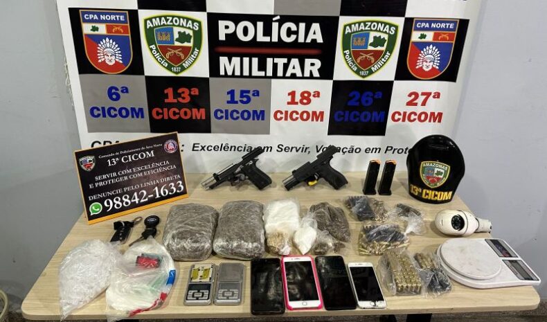 AM: Policiais militares prendem trio com armamentos, munições, drogas e veículo utilizado em homicídio
