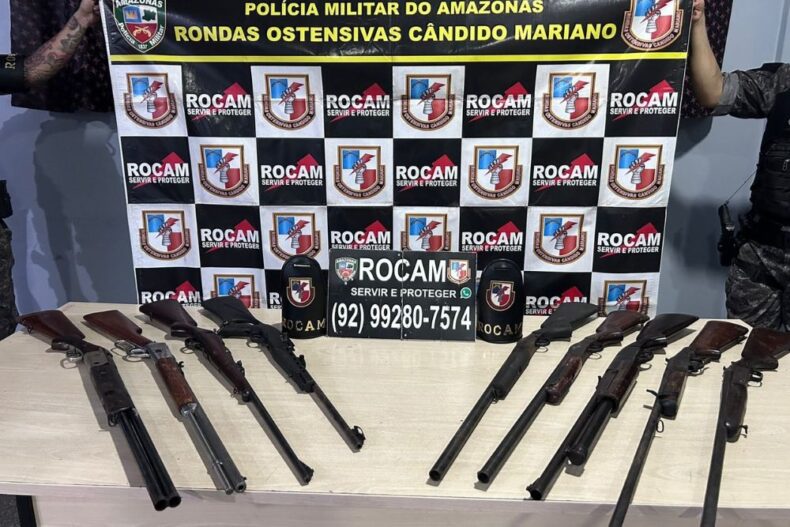 Polícia Militar apreende 137 armas de fogo e prende mais de 360 pessoas em junho no Amazonas