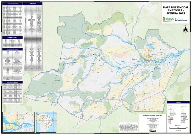 GERAL/SEINFRA(AM) disponibiliza MAPAS MULTIMODAIS para auxiliar planejamento urbano e regional