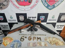 GERAL/FORÇAS de SEGURANÇA apreendem mais de 35 quilos de drogas, armas de fogo e prendem seis pessoas no interior