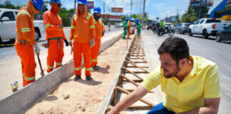 CIDADE/Prefeito RENATO JUNIOR vistoria obras em canteiros centrais na zona Norte de Manaus